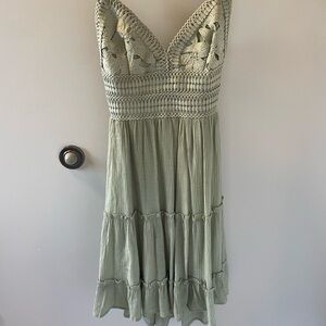 Sage Green Tiered Ruffled Midi Sundress
